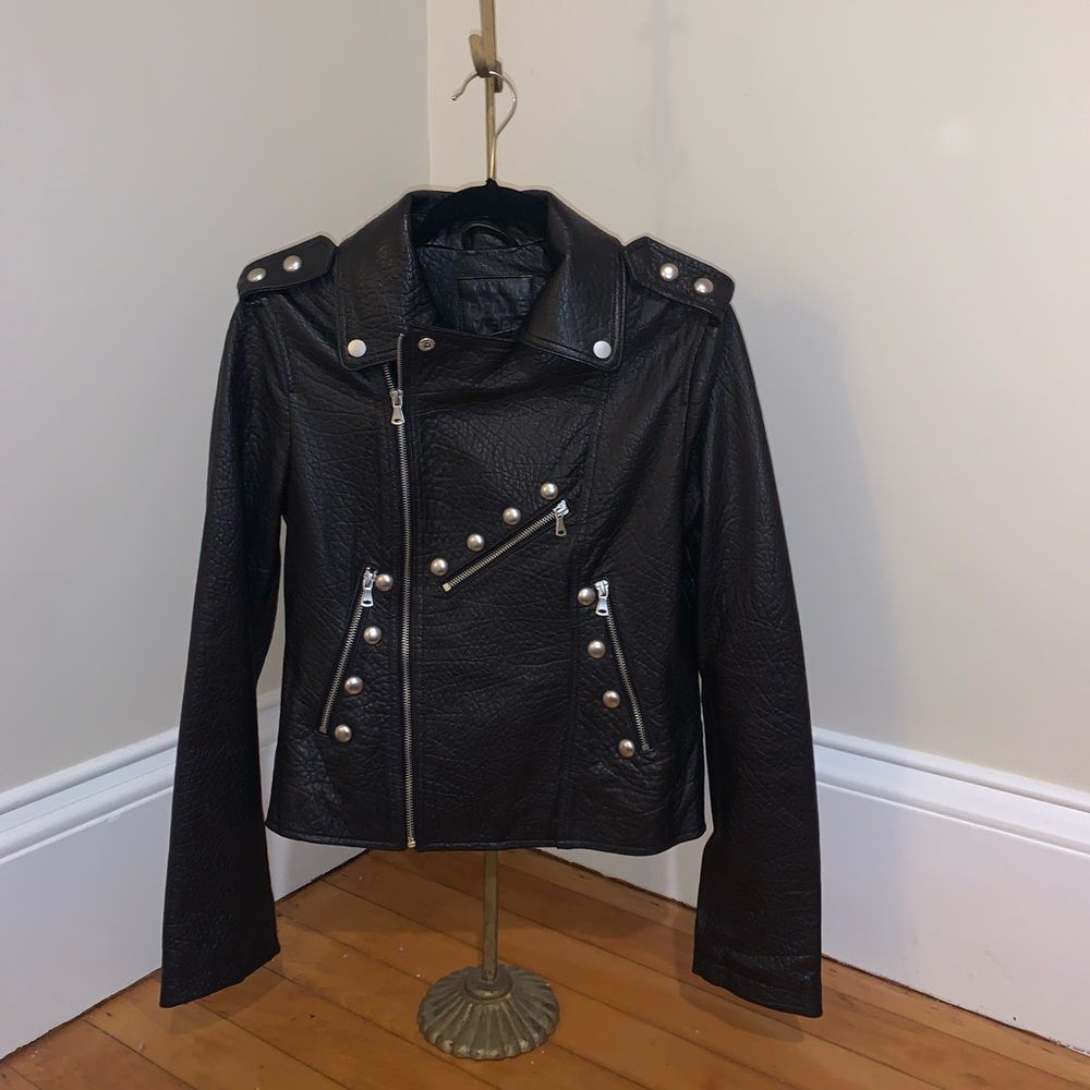 BELLE VERE - GENUINE LEATHER MOTO JACKET BLACK SM